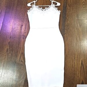 White Bodycon Halter Dress Womens S Wedding Shower Bachelorette Bridal